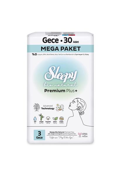 Sleepy Bio Natural Premium Plus Hijyenik Ped Mega Paket Gece Extra No:3 30_lu