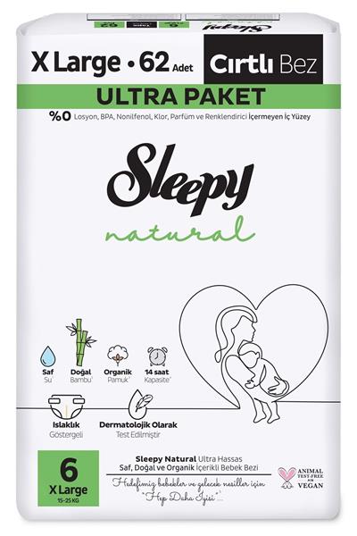 Sleepy Natural Bebek Bezi 6 Numara (XL) - 62 Adet