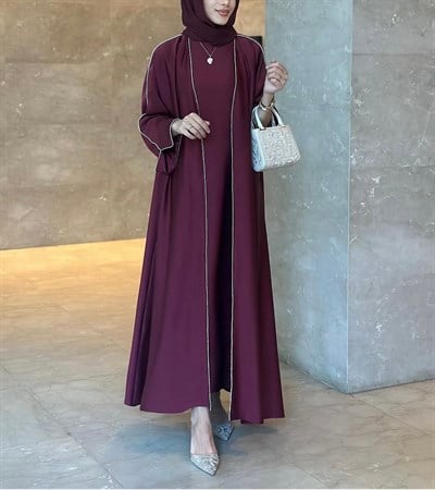 Dubai Shine Abaya - Bordo
