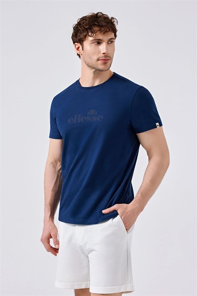 Ellesse Logolu % 100 Pamuk Regular Fit Bisiklet Yaka Erkek T Shirt 6SM5017-NV LACİVERT