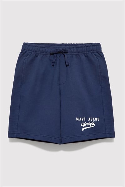 Mavi Pamuklu Loose Fit Logolu Normal Bel Erkek Çocuk Short 6410019-70491 MAVİ