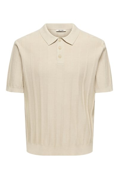 Onsthıjs Çizgili Regular Fit Kısa Kollu Erkek Polo Yaka T Shirt 22036558 BEJ