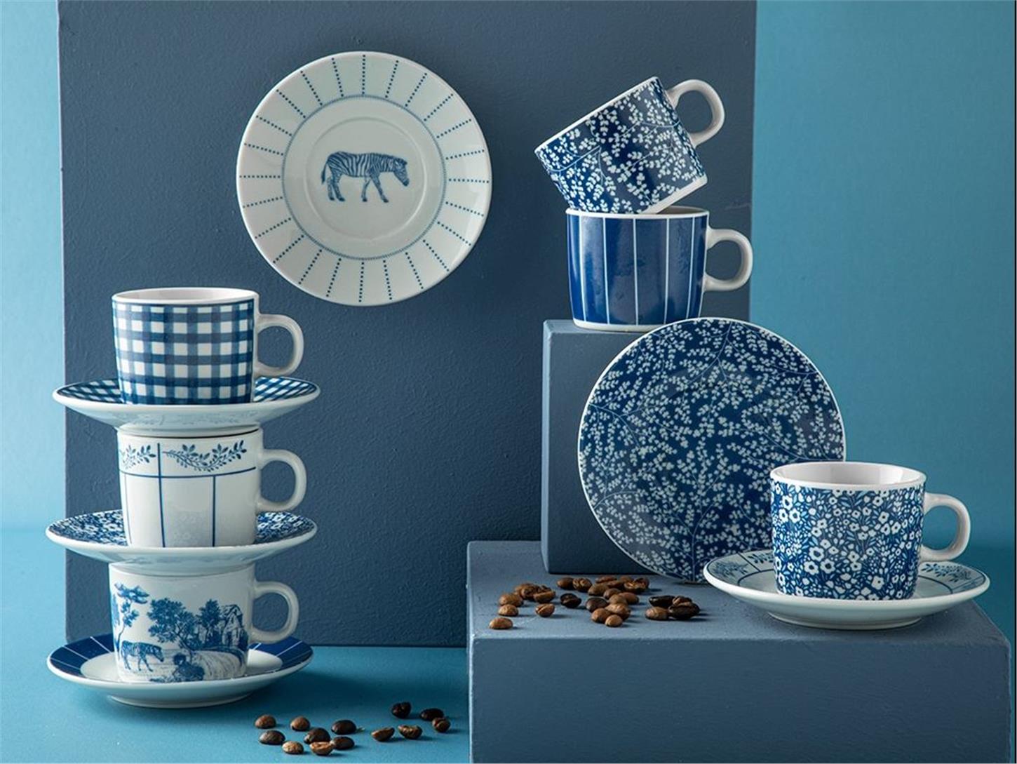 English Home Zebra Kahve Fincan Takımı 80 ml Lacivert