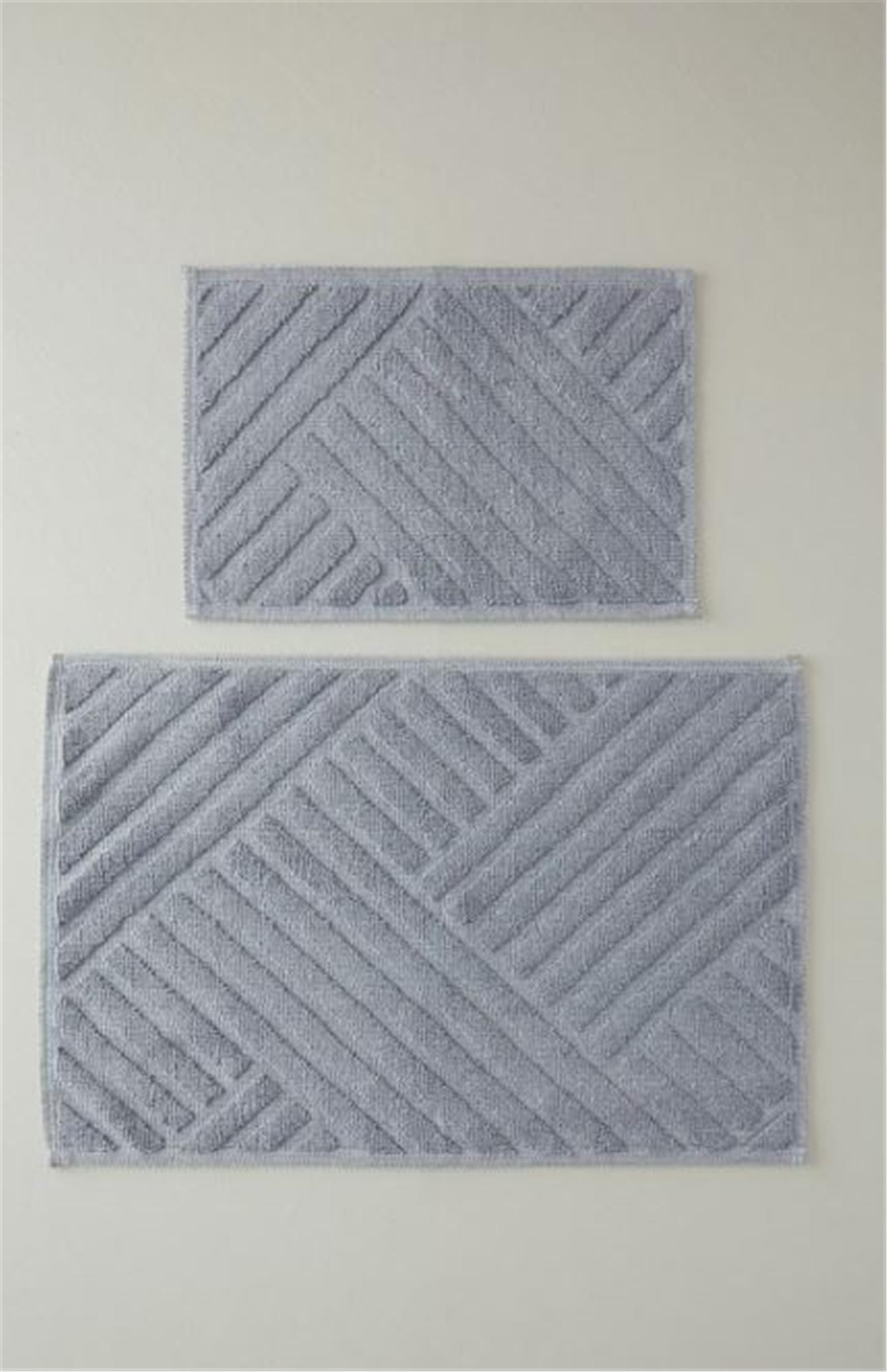 English Home Linea Banyo Paspası Seti 60x90-40x60 cm Gri