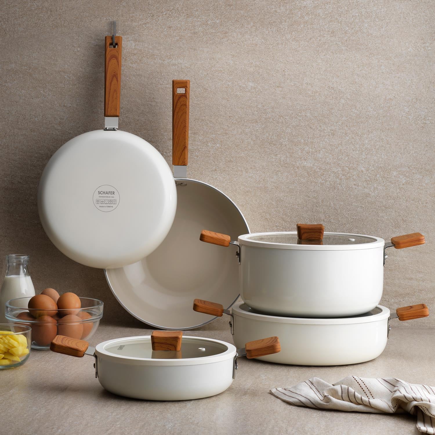 Schafer Ceramoni Seramik Tava 24 Cm-Krem