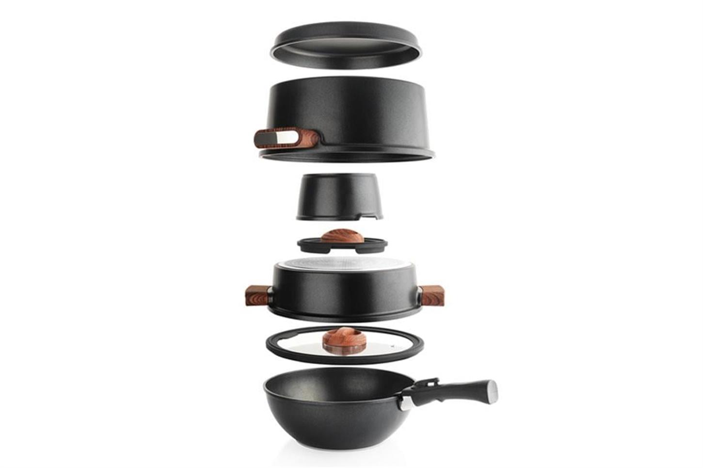 Schafer Matrix Döküm Tencere Seti 8 prç Siyah