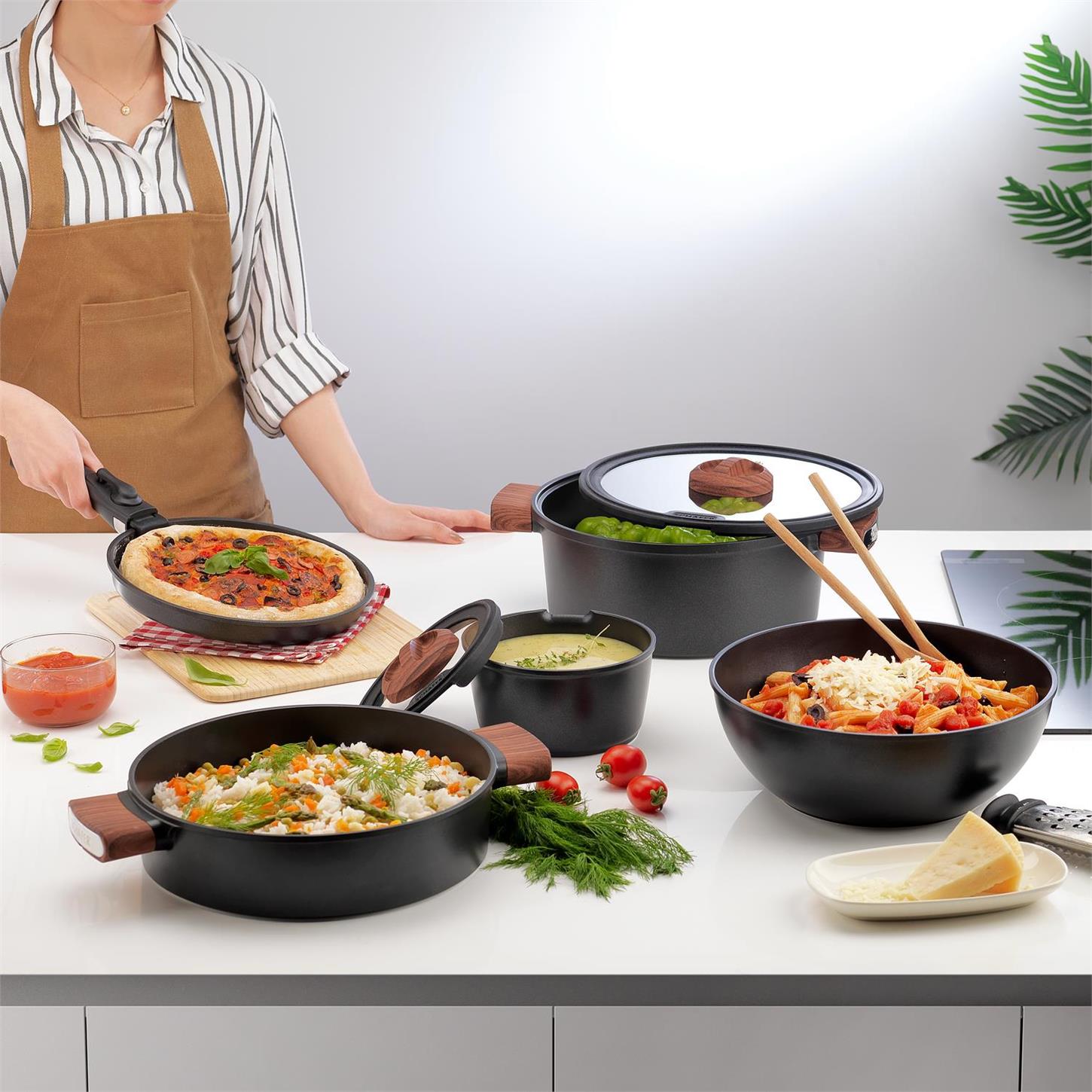 Schafer Matrix Döküm Tencere Seti 8 prç Siyah