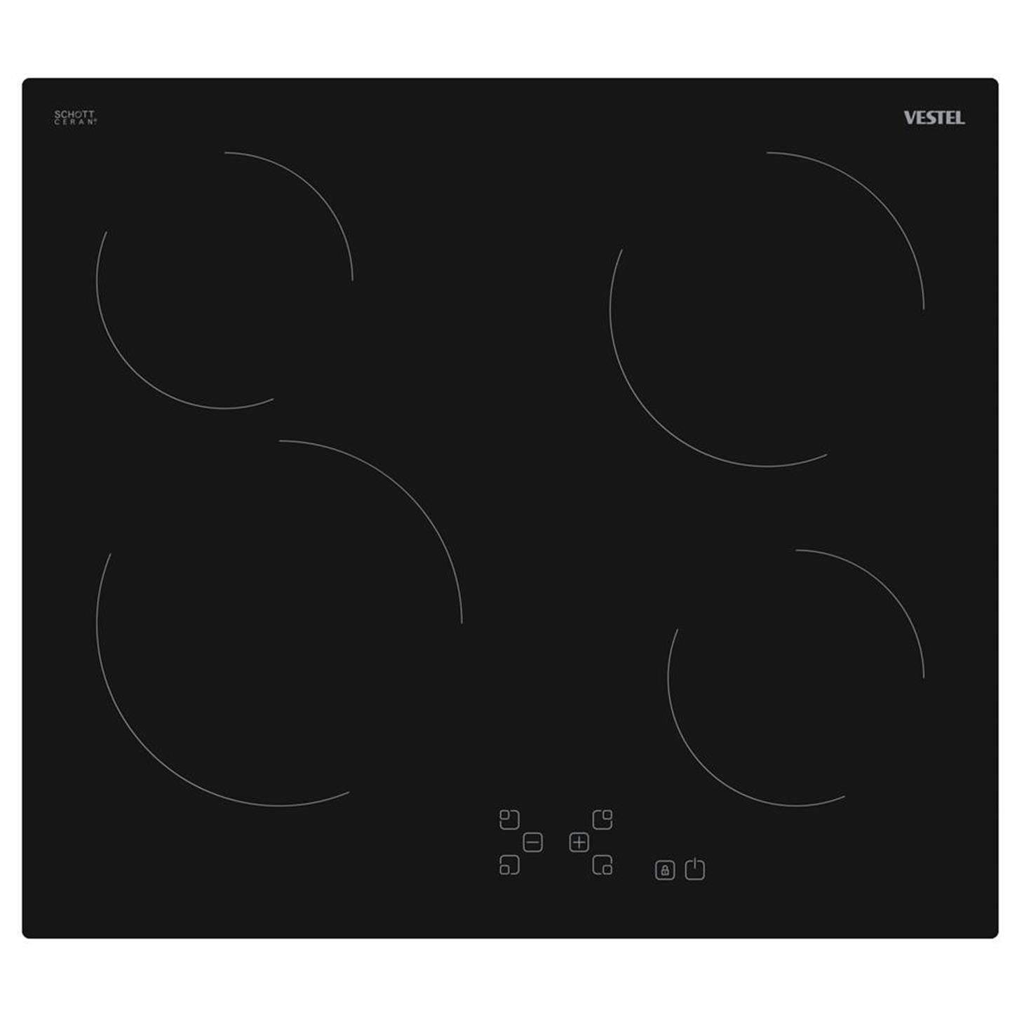Vestel AO 6330 S VitroSeramik Siyah Ankastre Ocak