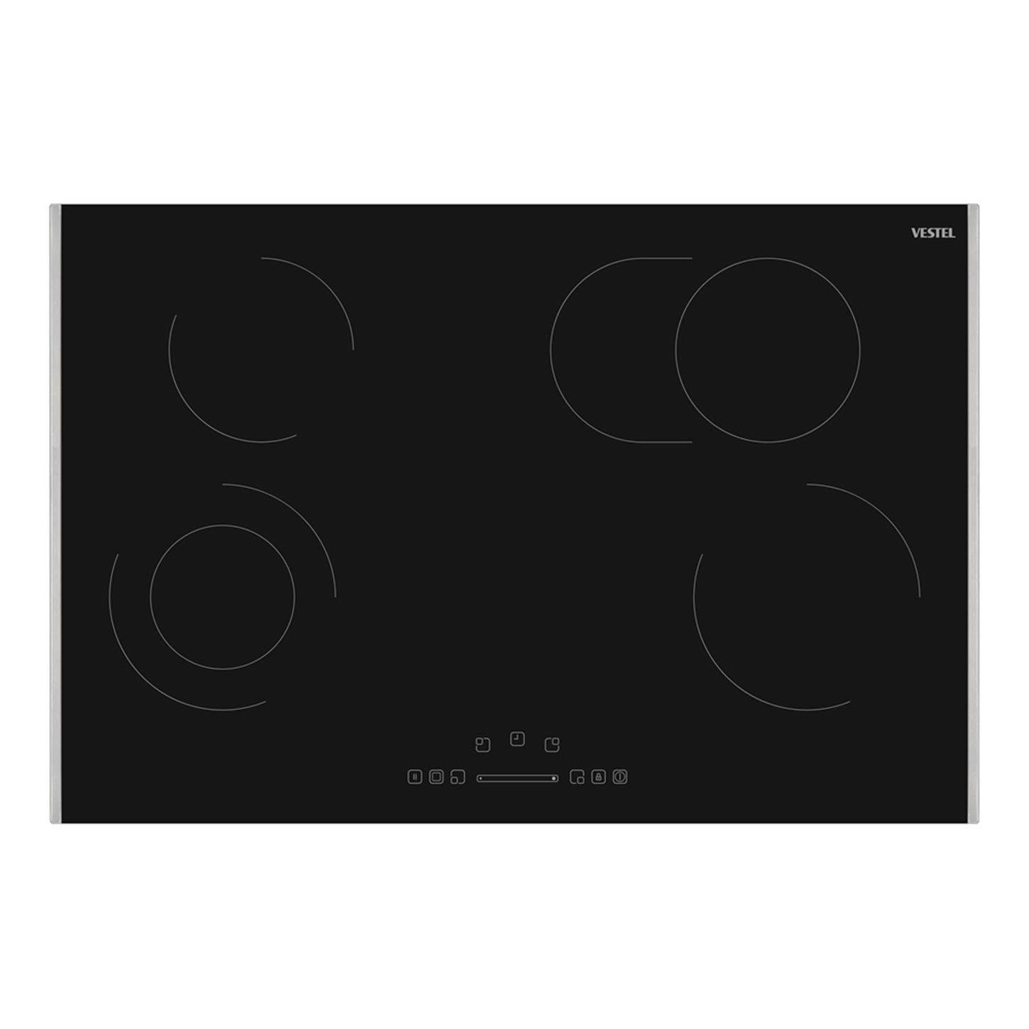 Vestel AO 78370 S VitroSeramik Siyah Ankastre Ocak