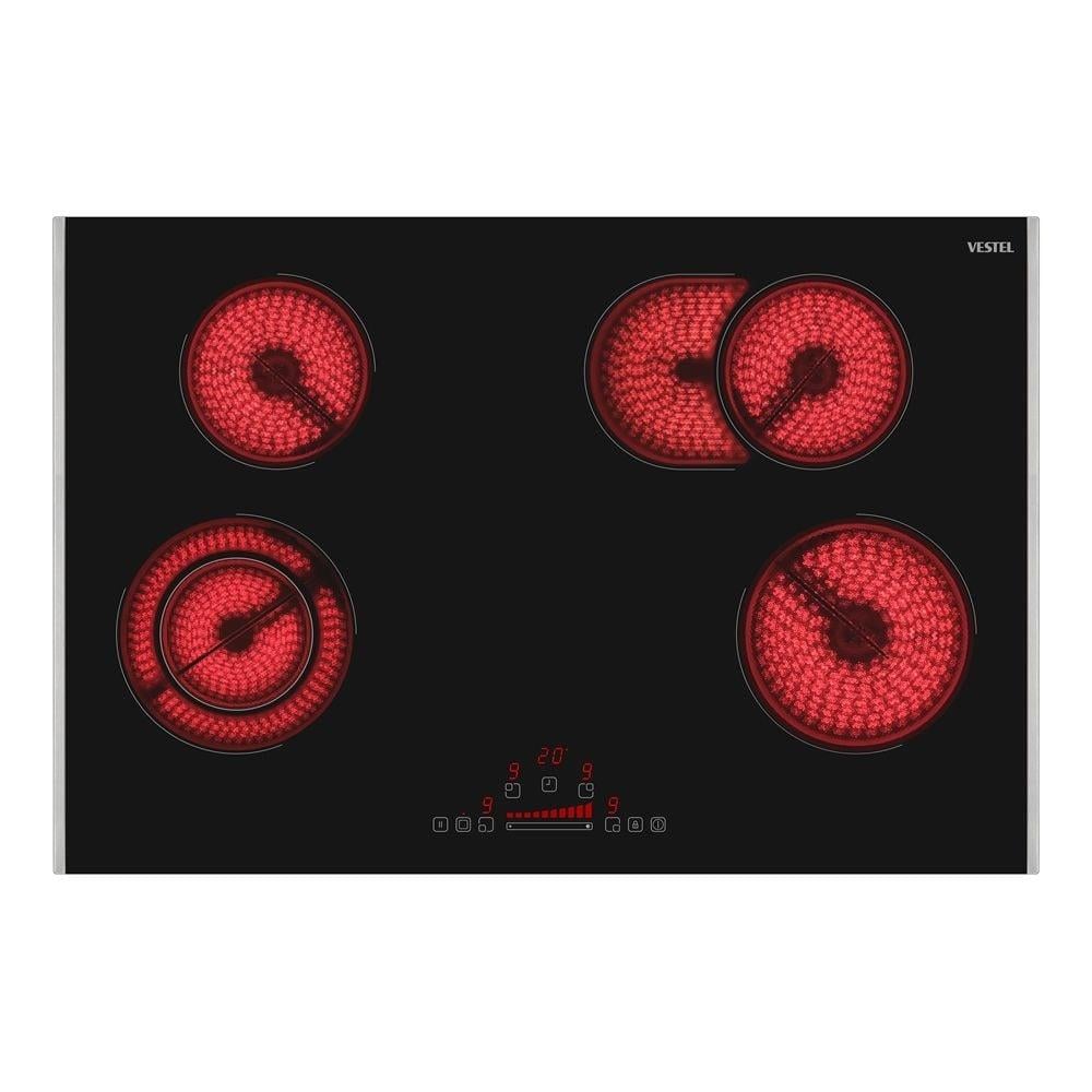 Vestel AO 78370 S VitroSeramik Siyah Ankastre Ocak