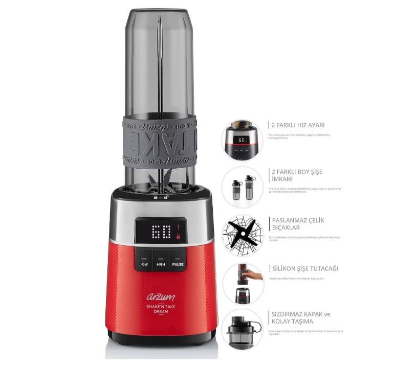 Arzum Shaken Take Dream Kişisel Blender Kırmızı