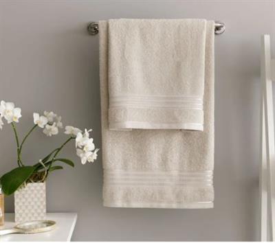 English Home Romantic Stripe Floşlu Banyo Havlusu Takımı 50x85cm + 70x150cm Açık Gri