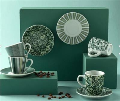 English Home Lori Kahve Fincan Takımı 80 ml Koyu Yeşil