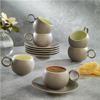 Schafer Aurora 6 Kişilik Kahve Fincan Takımı 12 Parça Kahve/Bej