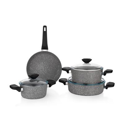 Schafer Etna Yanmaz Yapışmaz Tencere Seti 7 prç Gri