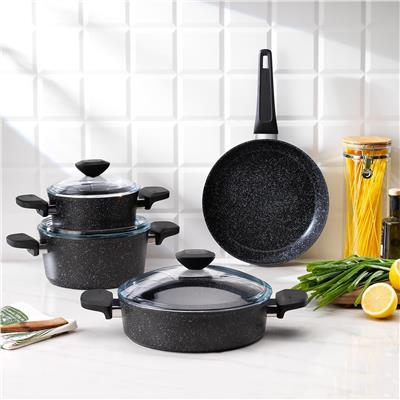 Schafer Etna Yanmaz Yapışmaz Tencere Seti 7 prç Siyah
