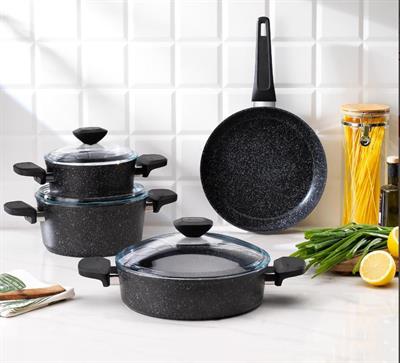 Schafer Etna Yanmaz Yapışmaz Tencere Seti 7 prç Siyah