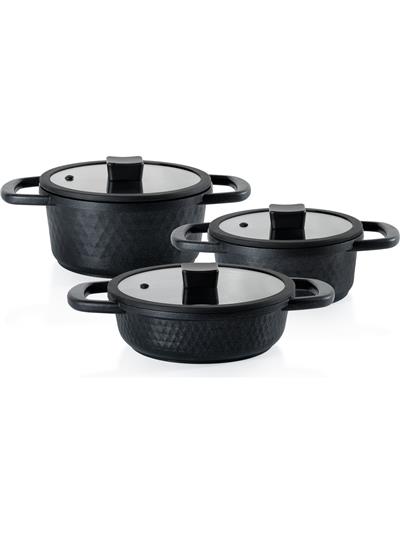 Schafer Hektor 3 lü Döküm Tencere Seti 6 prç Siyah