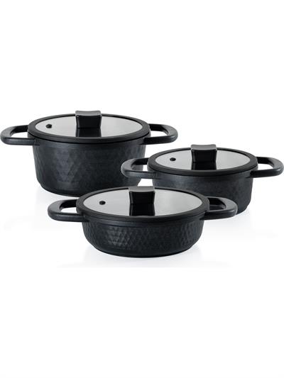 Schafer Hektor 3 lü Döküm Tencere Seti 6 prç Siyah