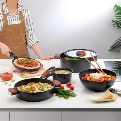 Schafer Matrix Döküm Tencere Seti 8 prç Siyah