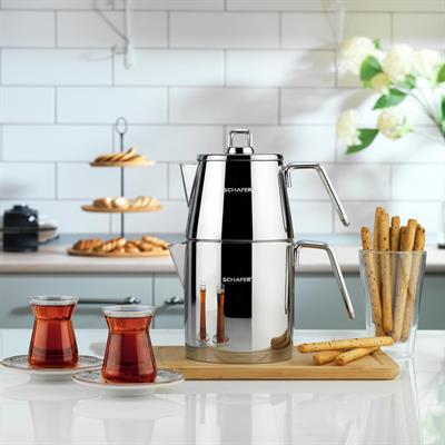 Schafer Napoli Çelik Çaydanlık Takımı Büyük Boy 4 prç Inox