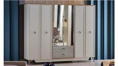 Bellona Valencia 6 Kapılı Gardırop Krem