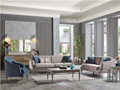 BLLN SANVİTO 3.3.BB KOLTUK TAKIMI/SIENA KREM /MAVİ