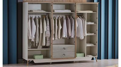 Bellona Valencia 6 Kapılı Gardırop Krem