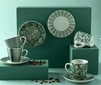 English Home Lori Kahve Fincan Takımı 80 ml Koyu Yeşil