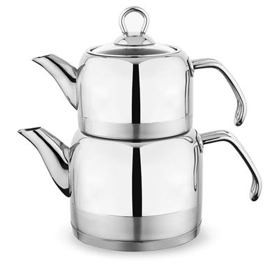 Schafer Ada Metal Çaydanlık Takımı Orta 4 prç Inox