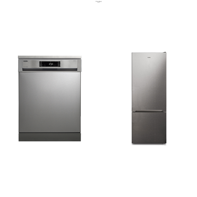 Vestel Inox Serisi 2’li Çeyiz Seti – WiFi Bulaşık Makinesi + Buzdolabı