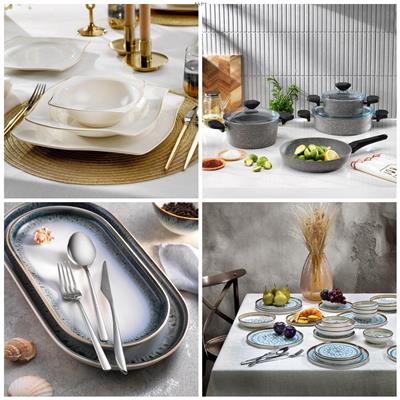 Schafer Gold Sofra & Mutfak Seti | Yemek Takımı+ÇKB+Tencere Seti+2 Çeşit 24 prç Yemek Takımı