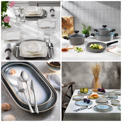 Schafer Platin Sofra & Mutfak Seti | Yemek Takımı+ÇKB+Tencere Seti+2 Çeşit 24 prç Yemek Takımı