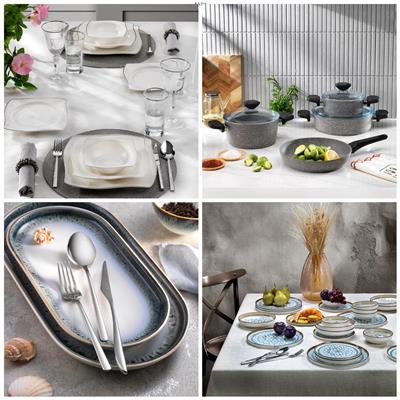 Schafer Platin Sofra & Mutfak Seti | Yemek Takımı+ÇKB+Tencere Seti+2 Çeşit 24 prç Yemek Takımı