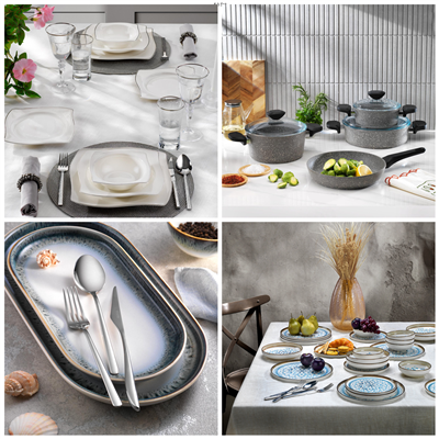 Schafer Platin Sofra & Mutfak Seti | Yemek Takımı+ÇKB+Tencere Seti+2 Çeşit 24 prç Yemek Takımı