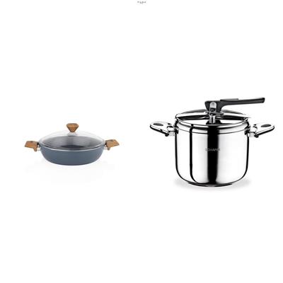 Schafer Pişirme Seti - Classic Düdüklü+Fiesta Tencere 30 cm Siyah