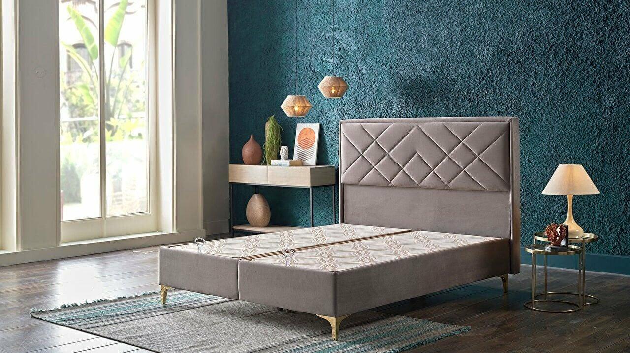 Bellona 90x190 Petra Plus Baza Başlık Yatak Gri Set