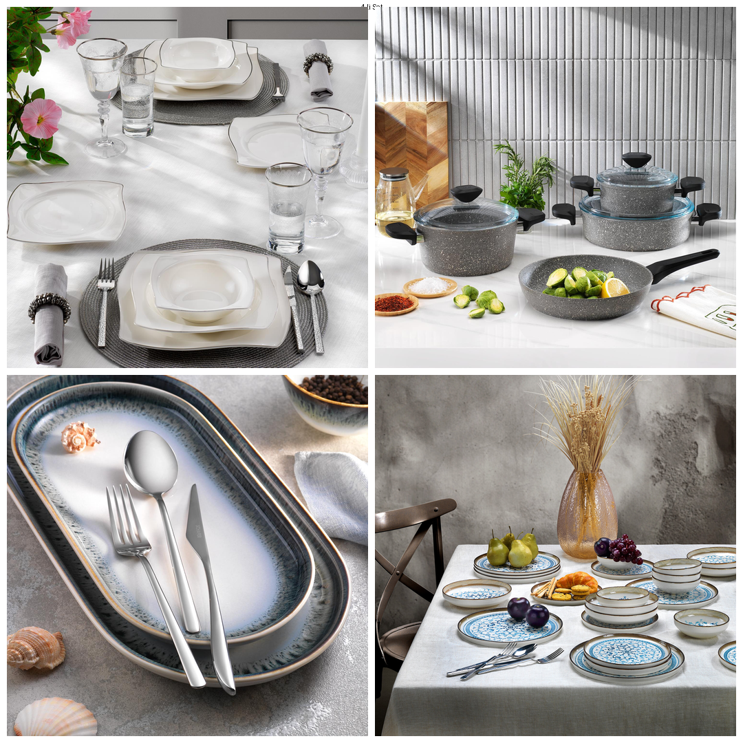 KRM-00052Schafer Platin Sofra & Mutfak Seti | Yemek Takımı+ÇKB+Tencere Seti+2 Çeşit 24 prç Yemek Takımı