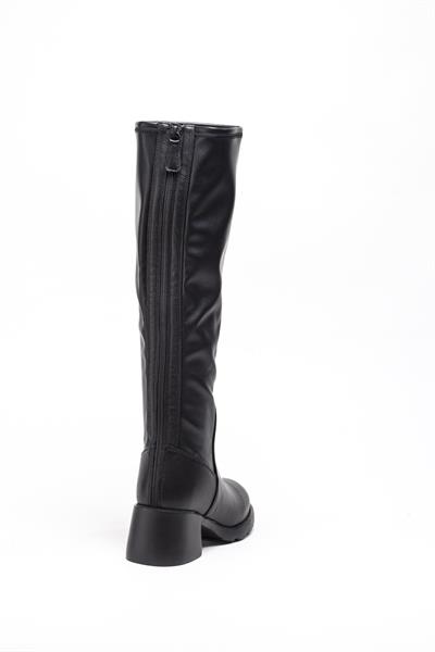 Siyah Streç Topuklu Çizme