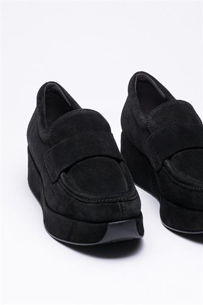 Siyah Süet Deri Loafer