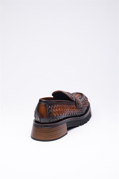 Taba Örgü Deri Loafer