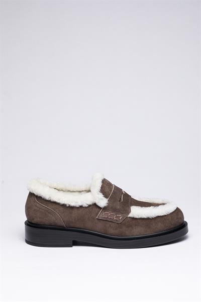 Gri Süet Deri Loafer