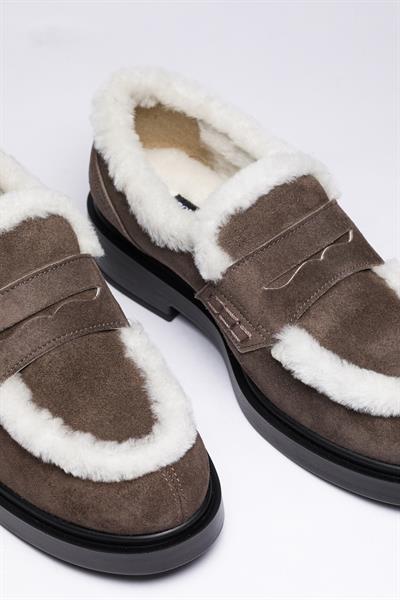 Gri Süet Deri Loafer