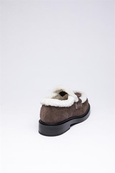 Gri Süet Deri Loafer