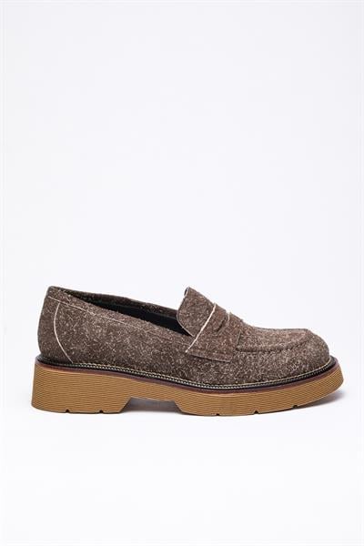 Taş Rengi Süet Loafer