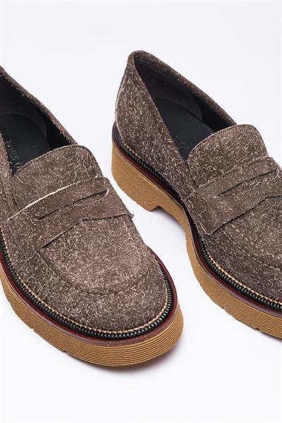 Taş Rengi Süet Loafer