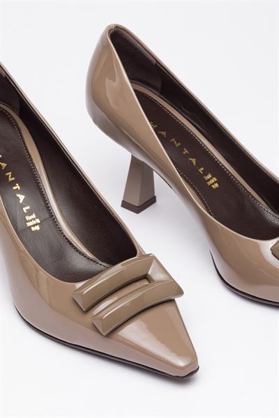 Vizon Rugan Topuklu Stiletto Ayakkabı