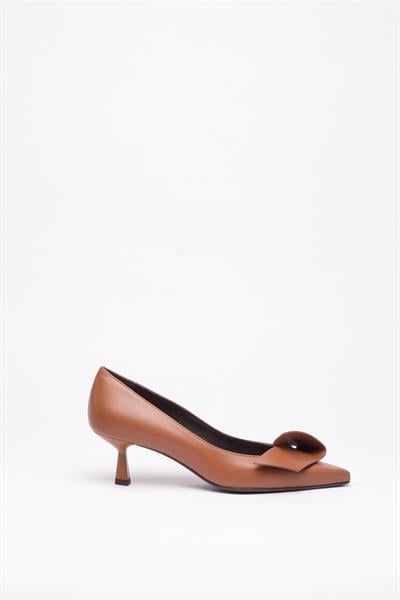 Taba Deri Stiletto Ayakkabı