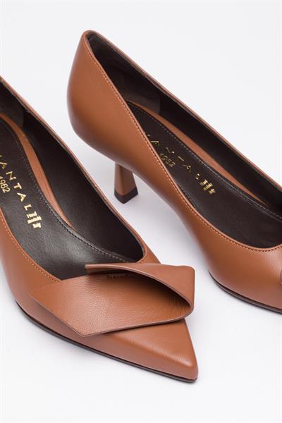 Taba Deri Stiletto Ayakkabı