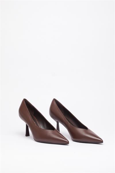 Kahve Deri Stiletto Ayakkabı